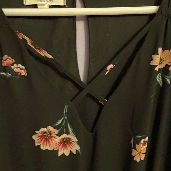 Black summer dress w/ pink and gold flowers - Picture 2 of 4